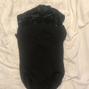 Mock turtleneck black multicolored leotard